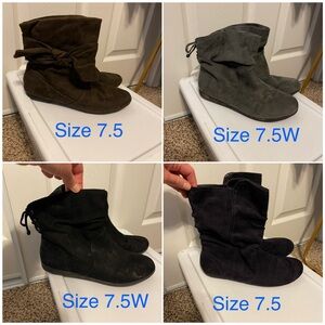 Four pairs of women’s size 7.5 boots for one low price!!